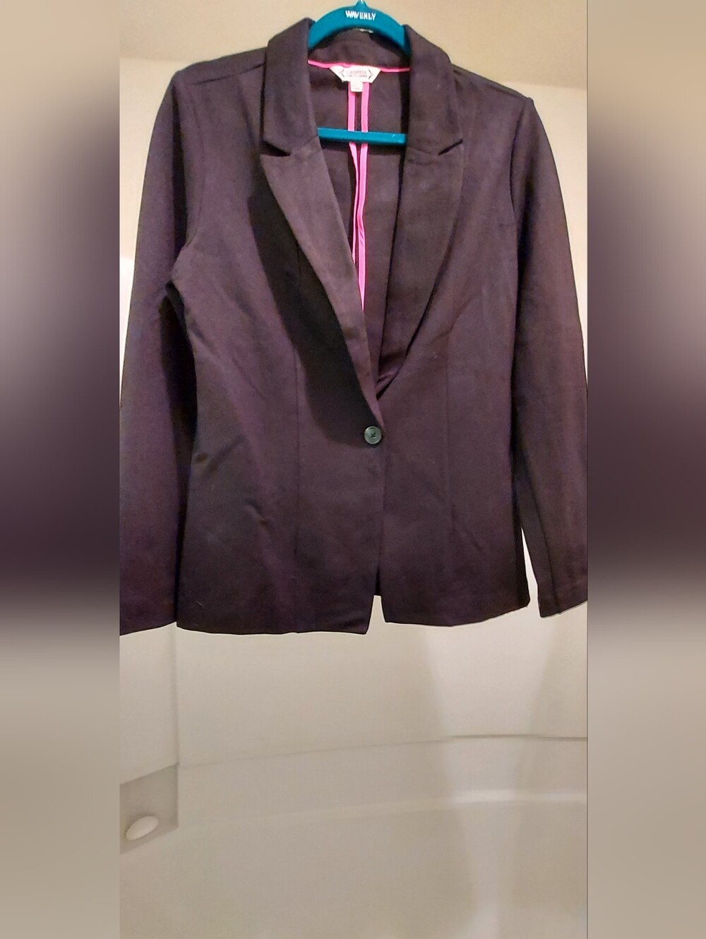 Nanette Lepore Black Single-Button Blazer with Pink Trim